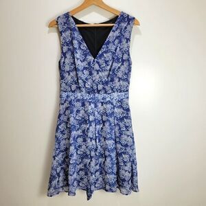 NWOT AngelEye London Geo Floral Blue Gray Dress